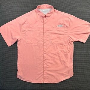 Columbia PFG Tamiami SS Shirt Large Salmon Pink Fishing Button Up
